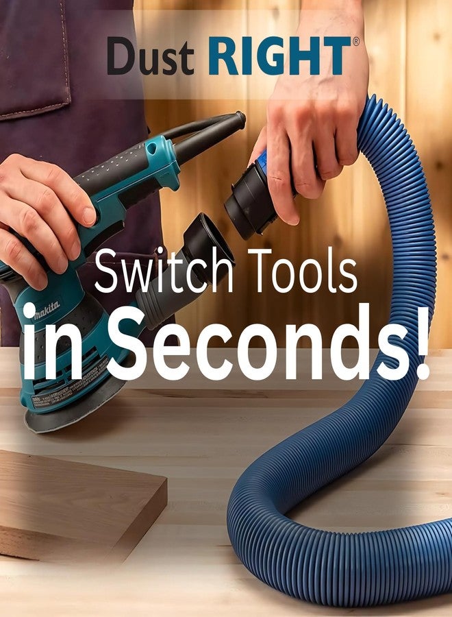 روكلر مجموعة خراطيم أدوات الطاقة Dust Right Flexiport - خرطوم قابل للتمدد من 3 إلى 12 قدمًا و4 منافذ FlexiPorts - مجمعات غبار خفيفة الوزن لأدوات الطاقة الخشبية - خرطوم تجميع للمكانس الكهربائية ومنشار الطاولة والمزيد - Image 5
