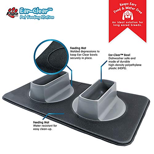Flipo Ear Clear Dog Bowl and Mat Set, No Spill Food and Water Bowls with Mat, Perfect Feeding Tray Set for Long Eared Dog or Breeds, No Mess Dog Bowl 36 oz Feeder Bowl Set, Hounds, Cocker Spaniels, Setters - Image 2