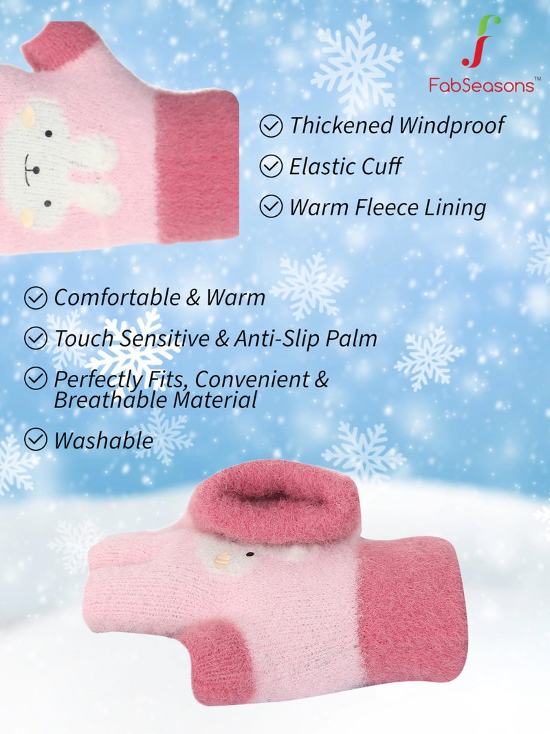FabSeasons Acrylic warm Woolen Winter Fingerless knit cold weather fleece wool Gloves for Baby Boys & Baby Girls, fits for 1-3 years - Image 4