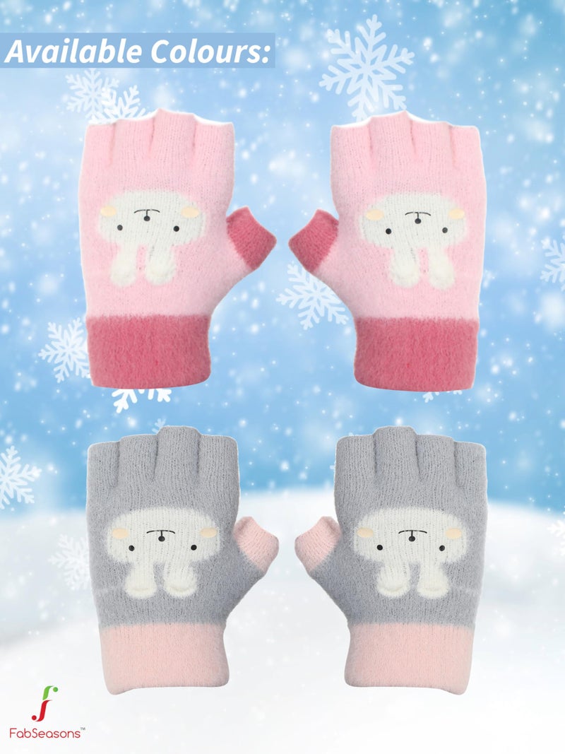 FabSeasons Acrylic warm Woolen Winter Fingerless knit cold weather fleece wool Gloves for Baby Boys & Baby Girls, fits for 1-3 years - Image 5