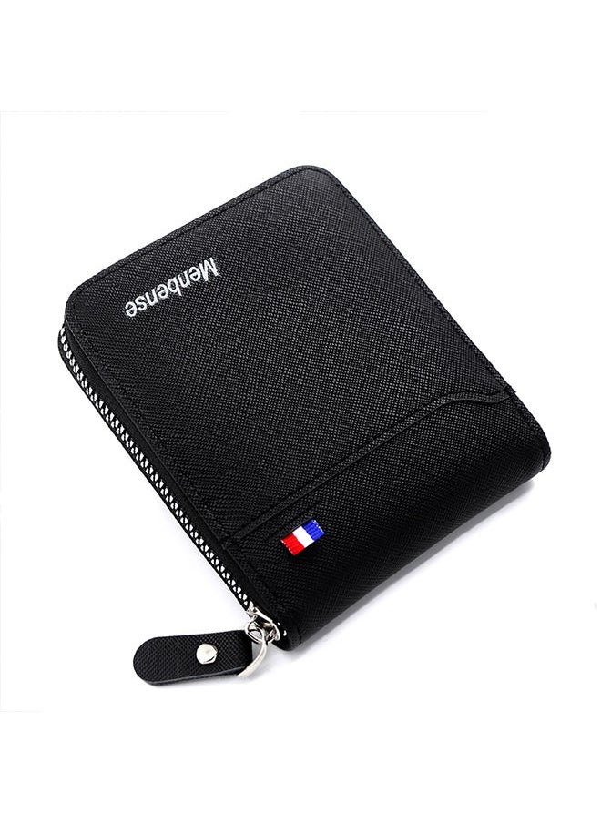 MenBense - Classic Large Capacity Men's Bifold Short Wallet Coin Certificate Money Zipper Bag for Commute Business - Image 1