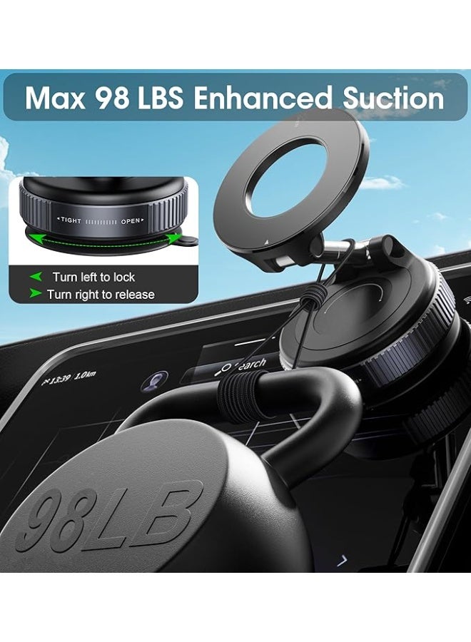 Upgraded Vacuum Magnetic Car Phone Holder with 360° Rotation and Ultra Suction Cup, Compatible with MagSafe for iPhone & Android - Image 2