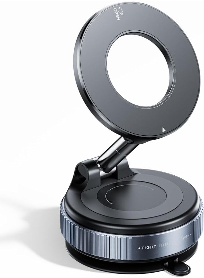 Upgraded Vacuum Magnetic Car Phone Holder with 360° Rotation and Ultra Suction Cup, Compatible with MagSafe for iPhone & Android - Image 1