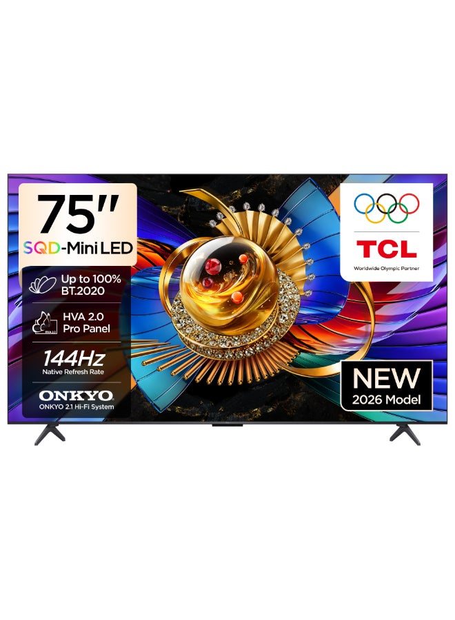 TCL 75 Inch 4K SQD-Mini LED Google Smart TV, 144Hz Refresh Rate, 2700 nits Brightness, 100% BT.2020, TSR AiPQ, Ultra Slim Design Pro (2026 Model), 3 Years Warranty - 75Q7D Pro Black - Image 1