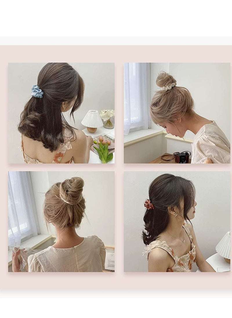 Y&D Hair Scrunchies Silk Soft Comfortable Small Scrunchy Skinny Ties for Women Girls Ponytail Holder No Crease Gentle 12PCS  - Image 4