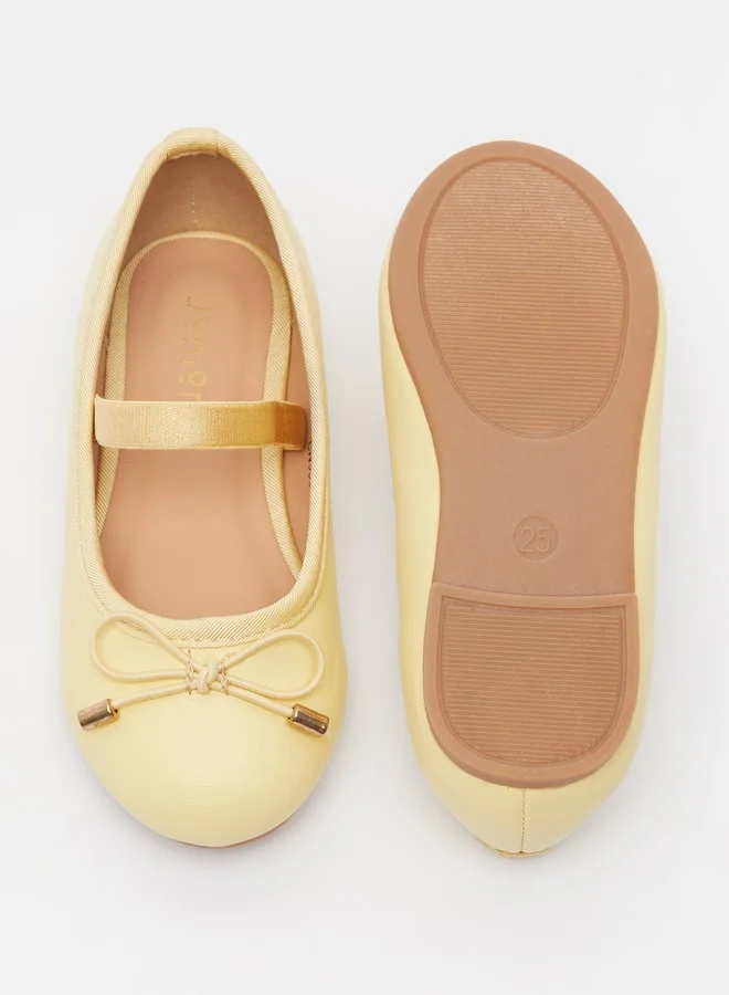 JUNIORS Girls Round Toe Ballerina Shoes with Elastic Strap Detail with Cushioning
