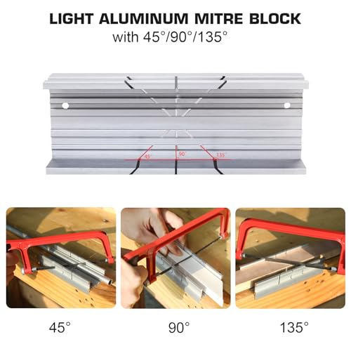 HAUTMEC Mini Miter Box, 5.3" Aluminum Alloy Mitre Block for Precision Cuts at 45°, 90°, 135° Angles, for Wood, Metal, Plastic, and Craft Projects – HT0417 - Image 4