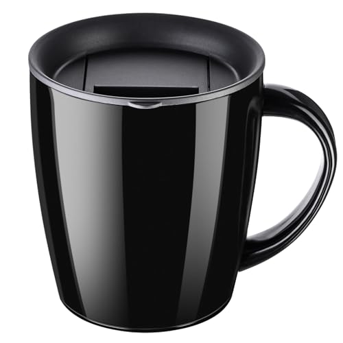 PARACITY Insulated Coffee Mug Stainless Steel Coffee Mug with Lid Handle Double Wall Vacuum Travel Mug Camping Tumbler Cup Men Women 12 oz Black