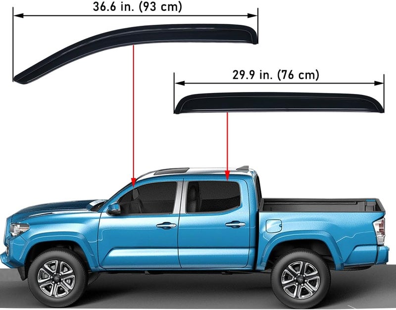 Lightronic Extra Durable Outside-Mount Auto Vent Window Visor for 2016-2023 Toyota Tacoma Double Cab - Dark Smoke, 4-Pcs - Image 3