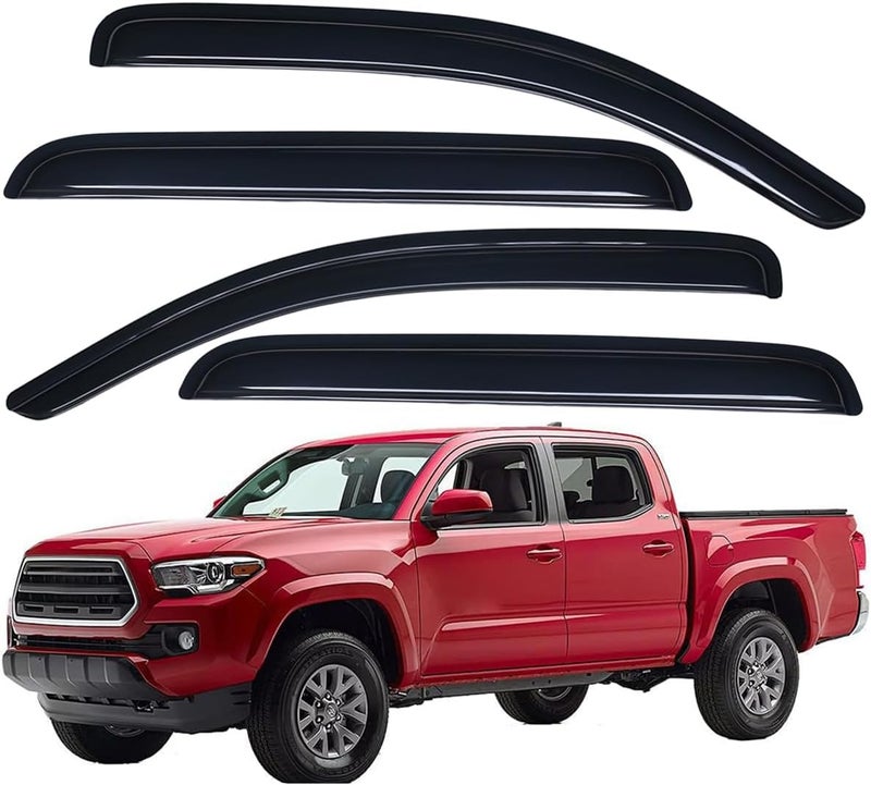 Lightronic Extra Durable Outside-Mount Auto Vent Window Visor for 2016-2023 Toyota Tacoma Double Cab - Dark Smoke, 4-Pcs - Image 1