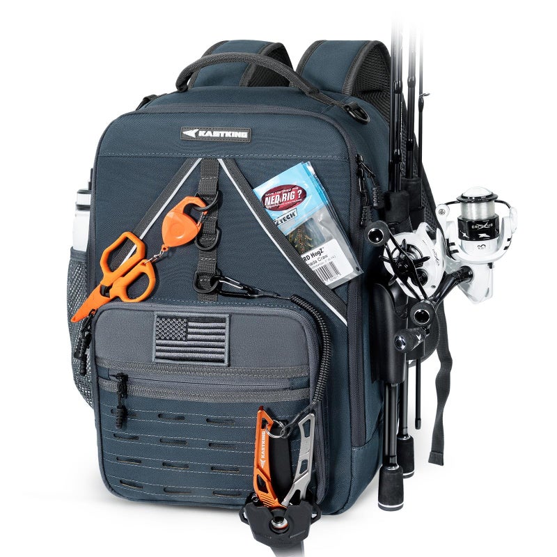 KastKing KarryAll KastMate Fishing Tackle Backpack,Water-Resistant Tackle Bag With 2 Rod Holders,Fishing Gear and Equipment With Large Gear Storage,Dark Gray - Image 1