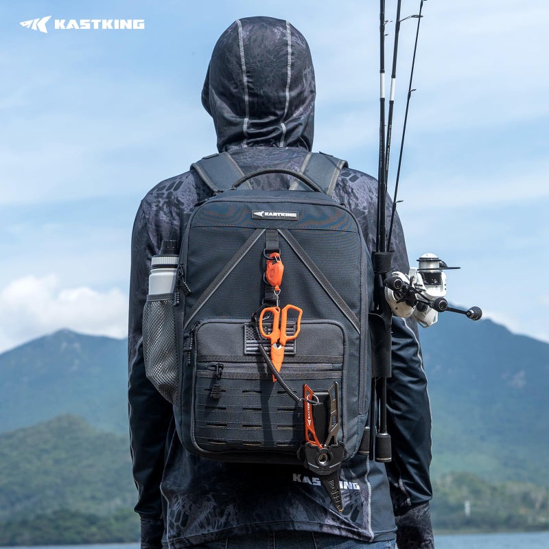 KastKing KarryAll KastMate Fishing Tackle Backpack,Water-Resistant Tackle Bag With 2 Rod Holders,Fishing Gear and Equipment With Large Gear Storage,Dark Gray - Image 2
