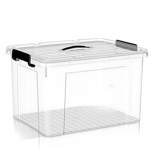 KREPS® Large Plastic Storage Box, Heavy Duty Multipurpose Dustproof Stackable Storage Container with Lid, for Clothes, Toys, Snacks, Books, Home Storage (Pack of 1, X-Large) - Image 1