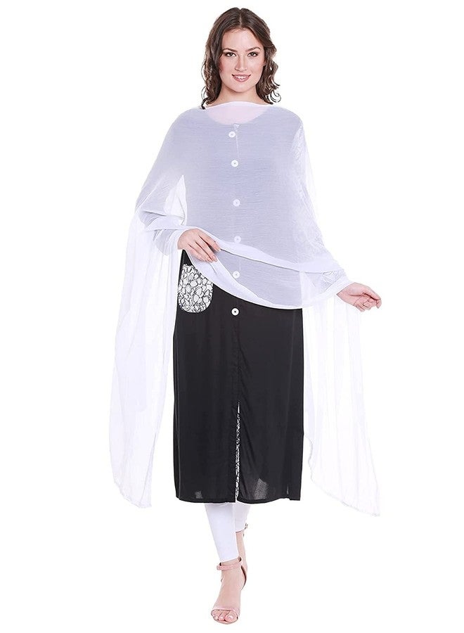 Petrichor Womens Chiffon Solid Plain Dupatta Scarf | Length: 2.1 meter | Width : 30 inches (White) - Image 1