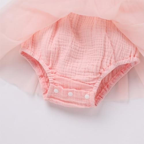 ODOLDI Baby Girls 1st Birthday Outfit Spaghetti Straps Romper Tutu Dress Headband One Year Old Party Cake Smash Photoshoot Outfits Pink Strawberry 12-18 Months - Image 5
