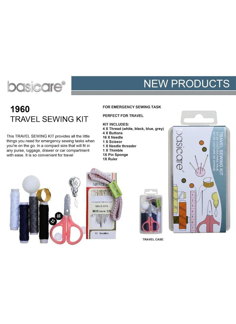 Basicare Basicare Sewing Kit, Portable Sewing kit Box Sewing Supplies Accessories with 4Pcs Thread Spools, Scissors, Thread Needles,Tape Measure for DIY, Adults,Beginners,Emergency,Travel,Home  - Image 2