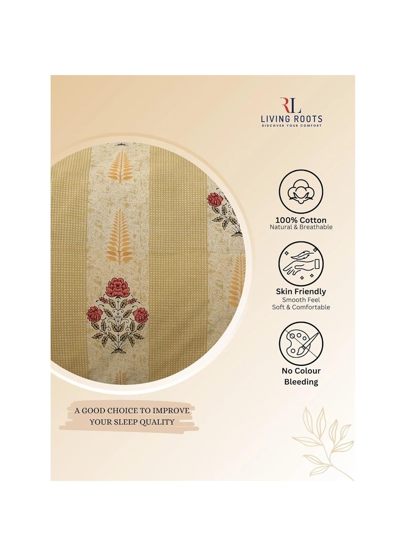 LIVING ROOTS LIVING ROOTS Pure Cotton 1 Double King Size Bedsheet 86 104 inches 7 85 feet with 2 Pillow Cover Rich Fast Colour with No Colour Bleeding Soft Skin Friendly 463 Yellow  - Image 4