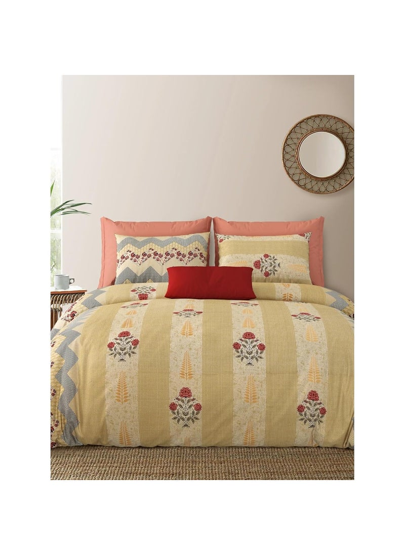 LIVING ROOTS LIVING ROOTS Pure Cotton 1 Double King Size Bedsheet 86 104 inches 7 85 feet with 2 Pillow Cover Rich Fast Colour with No Colour Bleeding Soft Skin Friendly 463 Yellow  - Image 1