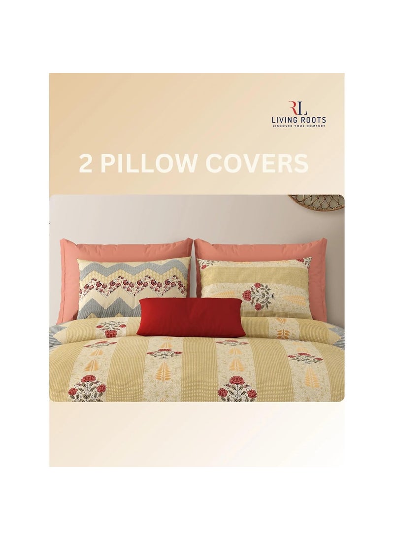 LIVING ROOTS LIVING ROOTS Pure Cotton 1 Double King Size Bedsheet 86 104 inches 7 85 feet with 2 Pillow Cover Rich Fast Colour with No Colour Bleeding Soft Skin Friendly 463 Yellow  - Image 2