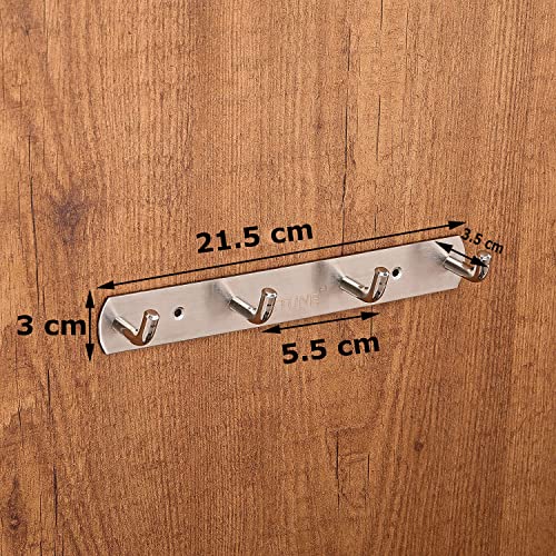 FORTUNE Premium Hook Plate/Hook Patti Stainless Steel Coat Bath Towel Hook Hanger Rail Bar - 4 Hooks, (Pack of 1) - Image 5