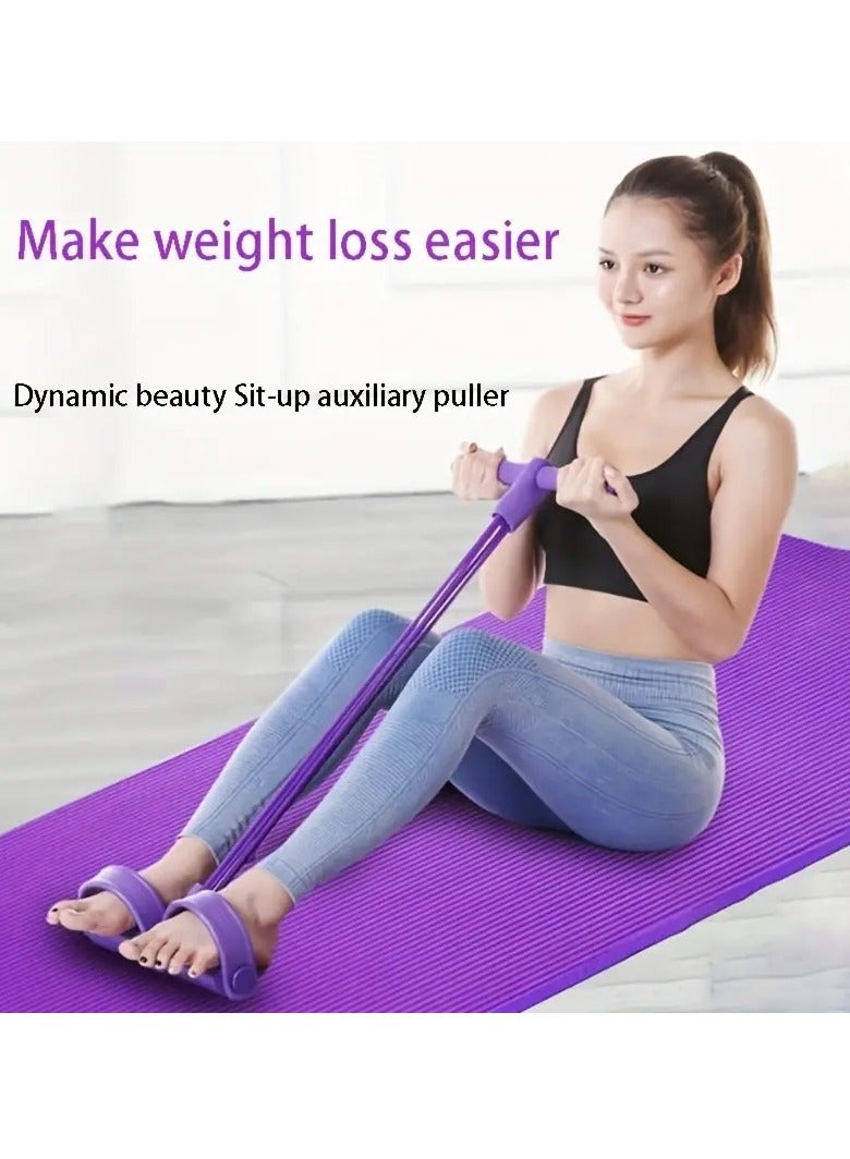 Gonice 1pc Yoga Six-tube Multifunctional Pedal Tensioner, Resistance TractionRope Pedals For Sit-ups, Slimming Belly, Yoga Fitness - Image 2