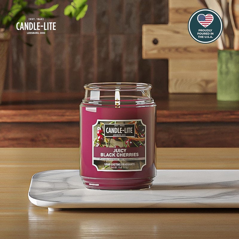 كاندل-لايت شموع Candle-lite عطرية برائحة التوت الأسود العصيري، شمعة علاجية بفتيل واحد بوزن 18 أونصة ومدة احتراق تصل إلى 110 ساعات، لون أحمر داكن، عبوة زجاجية - Image 2