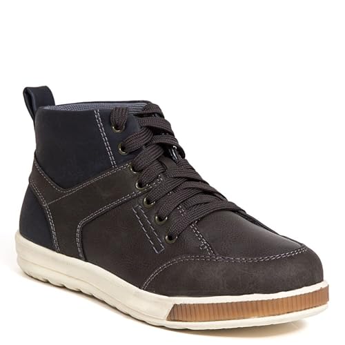 Deer Stags Boy's Landry Memory Foam Dress Casual Comfort High Top Sneaker Boot Boot, grey/navy, 1 Medium US Little Kid - Image 1