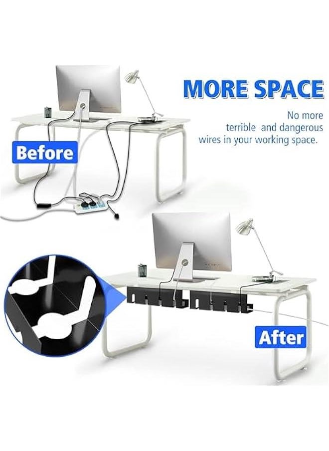 HOOKOR Under Desk Cable Tidy, No-Drill Sturdy Steel Under Desk Cable Management, Storage Tray Managing Cables Power Strips for Office and Home  - Image 5