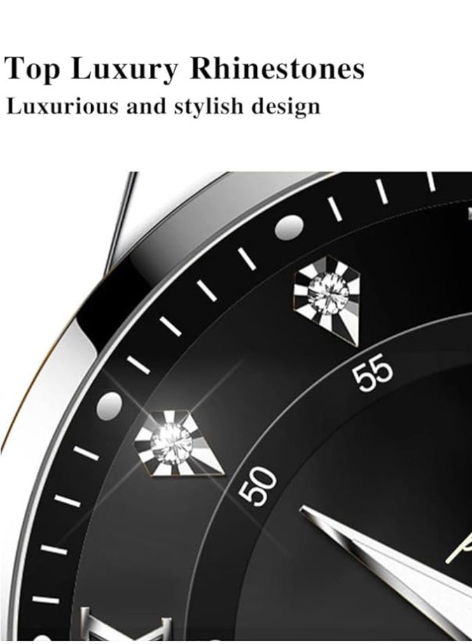 الحلم ساعات يد للرجال، عقارب مضيئة، ساعة رجالية بتحريك كوارتز تناظري، فولاذ مقاوم للصدأ، مقاومة للماء، مناسبة للمناسبات الرسمية الفاخرة، وجه كبير بأرقام رومانية ومينا مرصع بالماس - Image 3