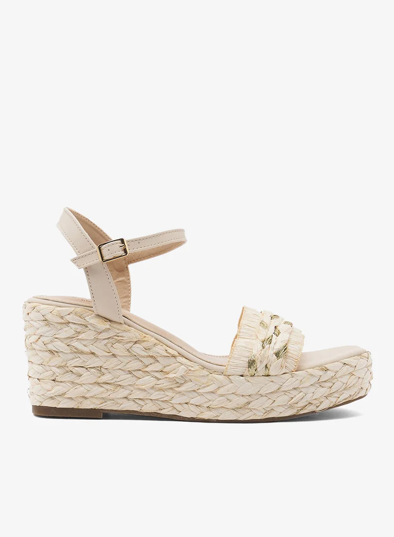 جينجر صنادل بكعب إسفيني بحزام للكاحل