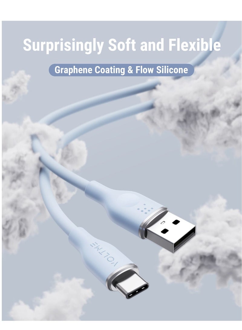 VOLTME USB-C Cable 60W Fast Charging 1m/3.3ft - USB-A to USB-C PD 3.0/QC 3.0, 3A Type-C Charging Cable Cord, Compatible with iPhone Air, iPhone 17 Pro/17 Pro Max, iPhone 16/15 Pro/Max, iPad Pro M4, iPad Air M2, iPad 10th Gen, Galaxy Tab S9/S8, Galaxy S24 Ultra, MacBook Air M3, Pixel 9 Pro, Steam Deck, Nintendo Switch, DJI Pocket 3, ROG Ally and More - Blue - Image 2