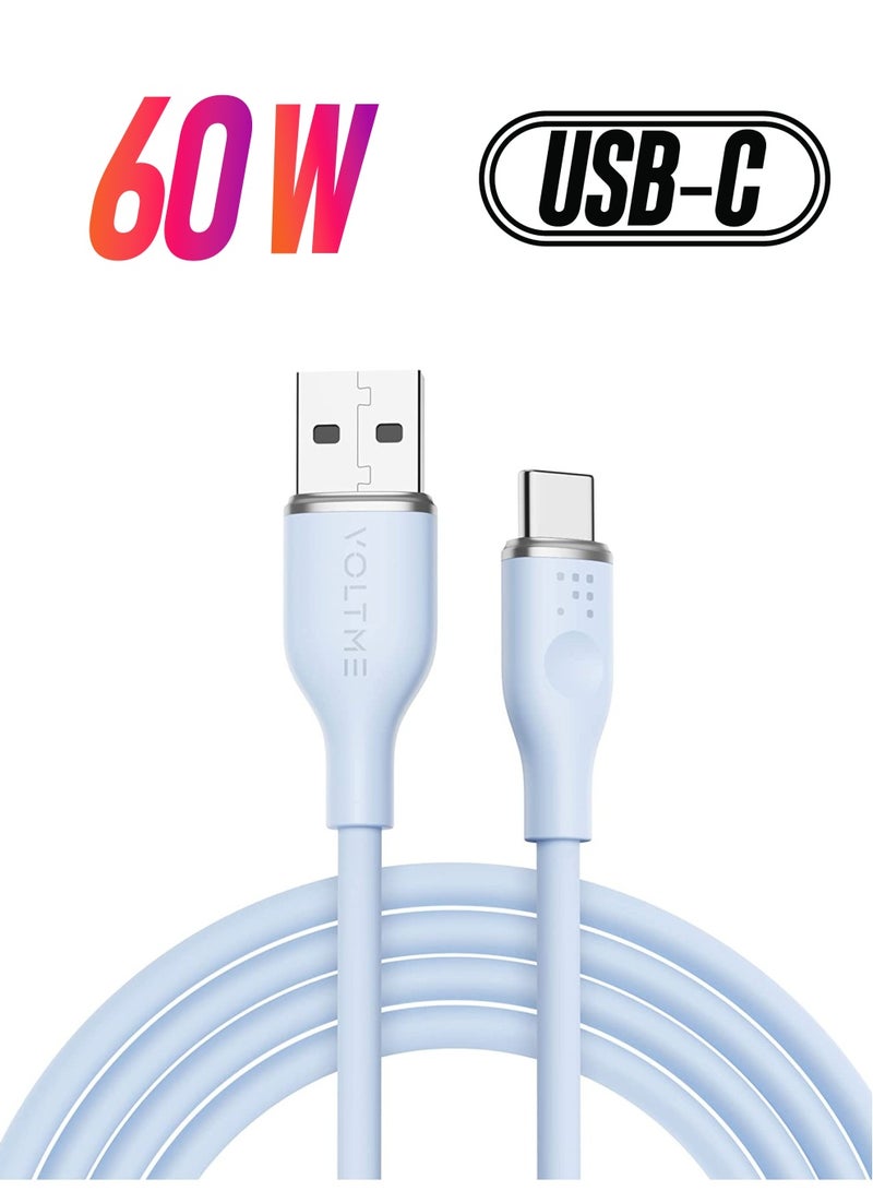 VOLTME USB-C Cable 60W Fast Charging 1m/3.3ft - USB-A to USB-C PD 3.0/QC 3.0, 3A Type-C Charging Cable Cord, Compatible with iPhone Air, iPhone 17 Pro/17 Pro Max, iPhone 16/15 Pro/Max, iPad Pro M4, iPad Air M2, iPad 10th Gen, Galaxy Tab S9/S8, Galaxy S24 Ultra, MacBook Air M3, Pixel 9 Pro, Steam Deck, Nintendo Switch, DJI Pocket 3, ROG Ally and More - Blue - Image 1