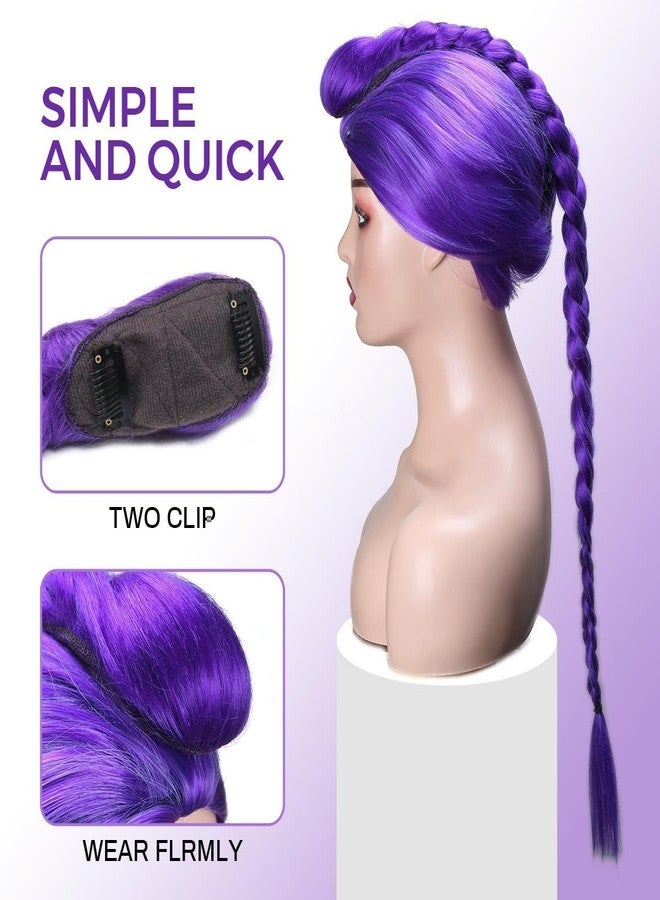 سكويشي وصلات شعر بنفسجية، شعر مستعار، لون شعر بنفسجي - قطع شعر بلون نابض بالحياة مع غطاء قابل للتعديل للاستخدام اليومي والمناسبات الخاصة - Image 4