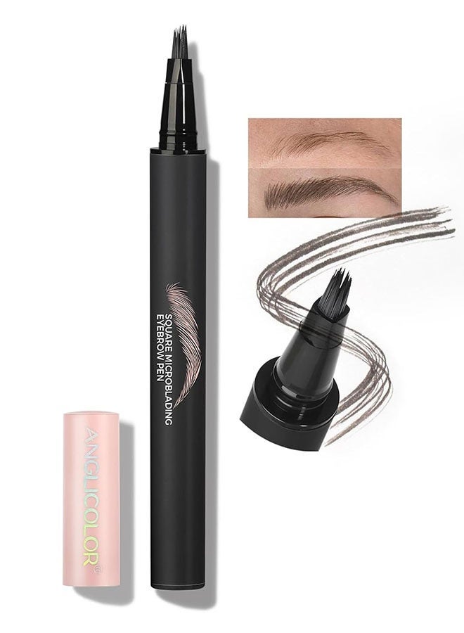 Anglicolor Square Microblading Eyebrow Pencil, Liquid Eyebrow Pen, Square Angled Eyebrow Brush Natural Hair-Like Brow, Long-Lasting, Waterproof Eye brow Pencil for Women and Girls Makeup - Image 1