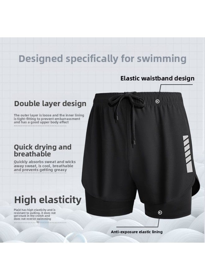 إسكدنيا بدلة سباحة رجالية مكونة من قطعتين صيفية بقصة ضيقة ومضادة للإحراج وقابلة للتنفس، شورت قصير الأكمام للشاطئ، اللون: أسود، مجموعة مكونة من قطعتين - - Image 4