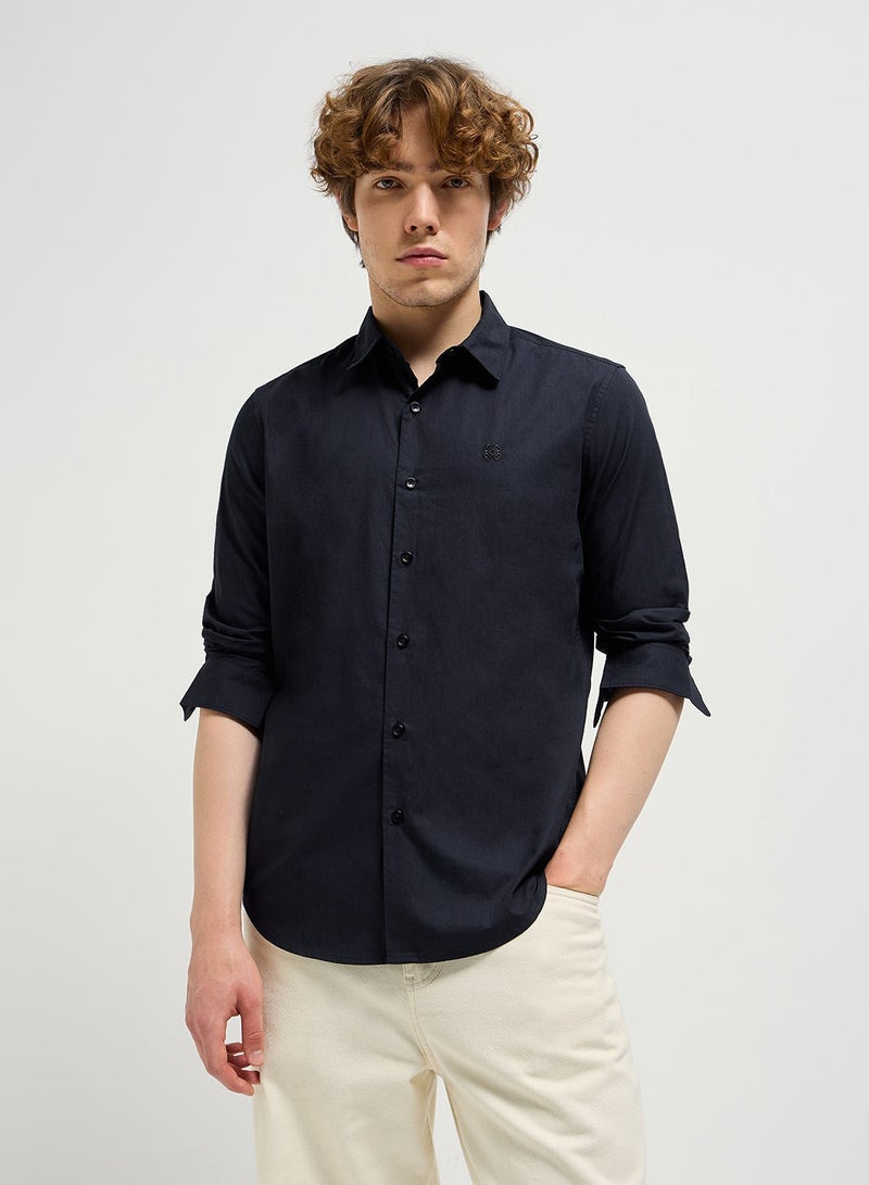 THE BEAR HOUSE Cotton Shirt for Men | Slim Fit, Long Sleeve, Casual or Formal Button-Down | Soft, Breathable Fabric for Work, Everyday, & All-Season Wear in Stylish - Image 1