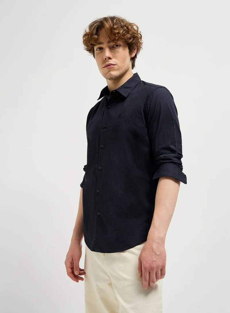 THE BEAR HOUSE Cotton Shirt for Men | Slim Fit, Long Sleeve, Casual or Formal Button-Down | Soft, Breathable Fabric for Work, Everyday, & All-Season Wear in Stylish