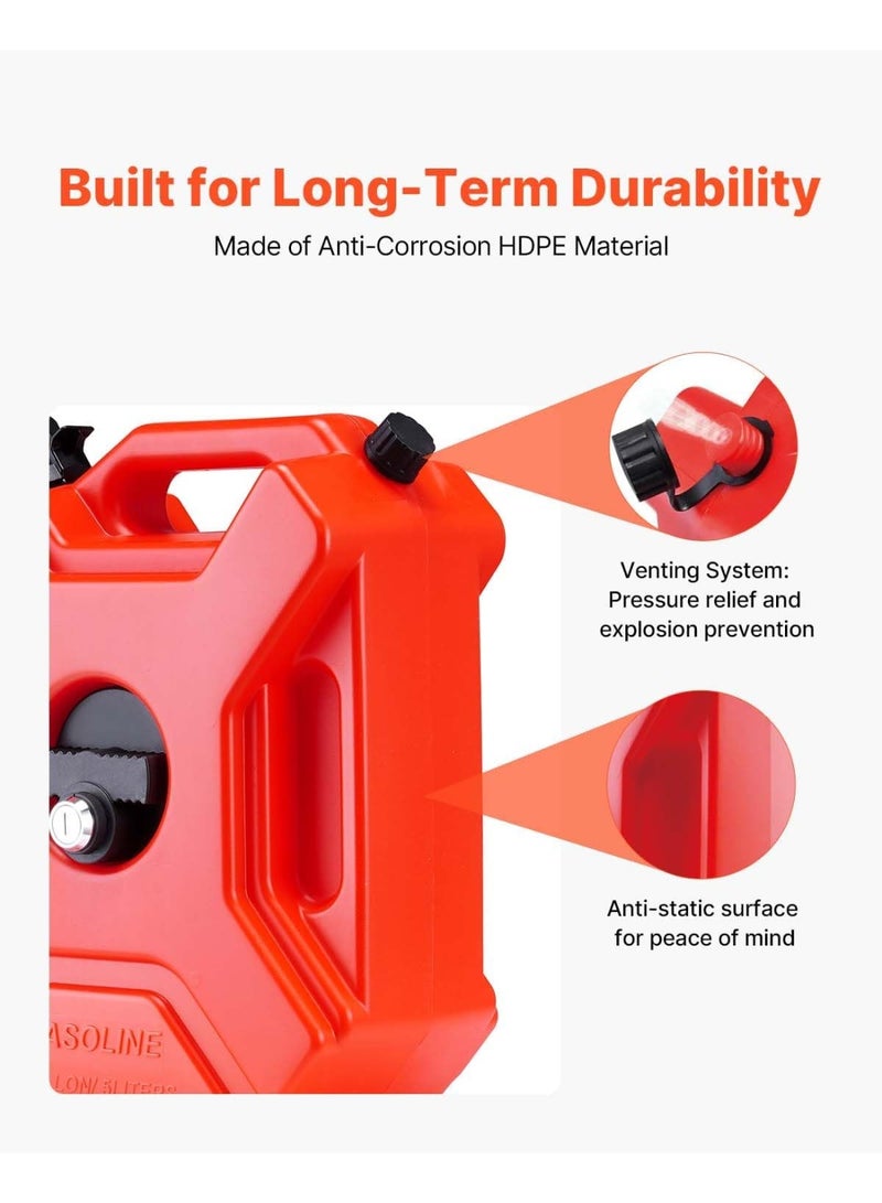 خزان نقل يناسب خزان جالون سعة 1.3 جالون/5 لتر، مع فوهة وقوس قابل للقفل، جهاز نقل تخزين مع وظيفة إيقاف التشغيل التلقائي ومعدل تدفق قابل للتعديل، مثالي لمعظم السيارات والدراجات النارية باللون الأحمر - Image 3