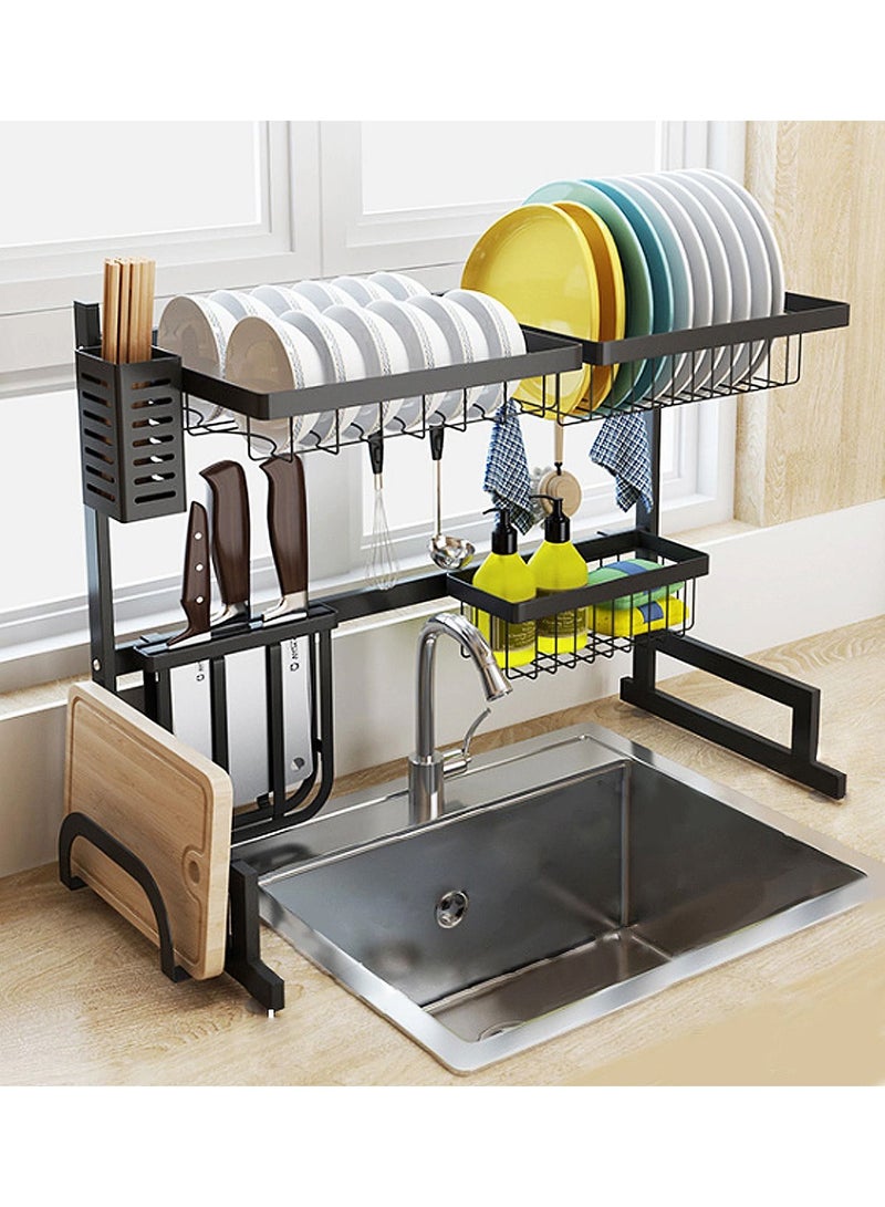 Stainless Steel Kitchen Rack Dish Organizer Drying Rack Above Sink Drain Rack Kitchen Storage Countertop Utensil Holder - Image 2
