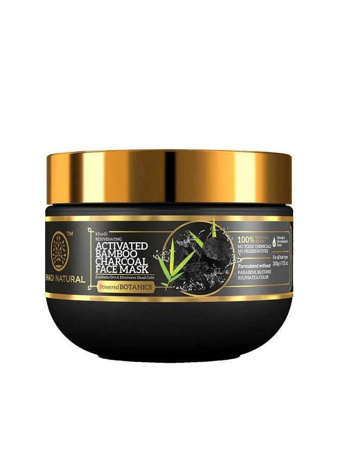 Khadi Natural Activated Bamboo Charcoal Face Mask; Face Mask For Exfoliating Dead Skin Cells; Face Mask For Removing Blackheads; Paraben Silicone & Sulphate Free; Suitable For All Skin Types; Powered Botanics  - Image 1
