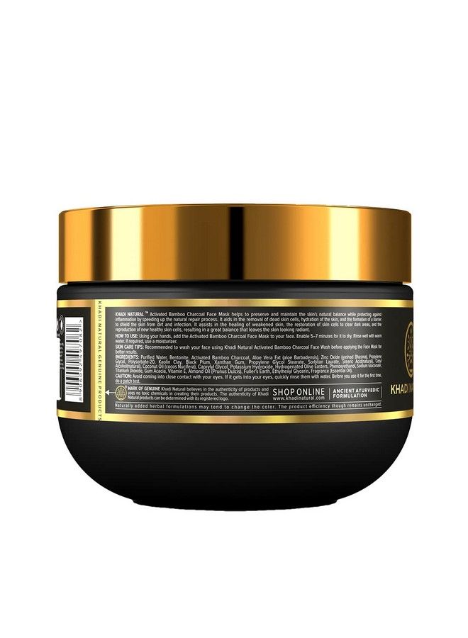 Khadi Natural Activated Bamboo Charcoal Face Mask; Face Mask For Exfoliating Dead Skin Cells; Face Mask For Removing Blackheads; Paraben Silicone & Sulphate Free; Suitable For All Skin Types; Powered Botanics  - Image 3