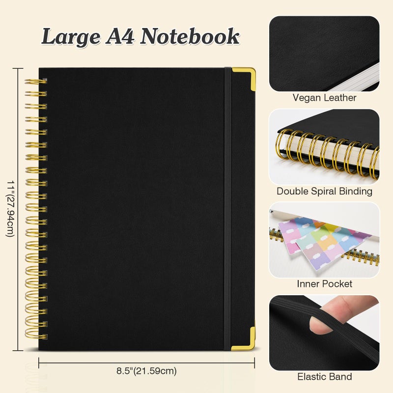OMEYA Graph Paper Notebook, Spiral Grid Notebook 8.5" X 11", Hardcover Leather Journal 300 Pages, 100GSM Thick Grid Paper Notebook, Large A5 Graphing Notebook Journal for Women Men Writing Engineering Work - Image 5