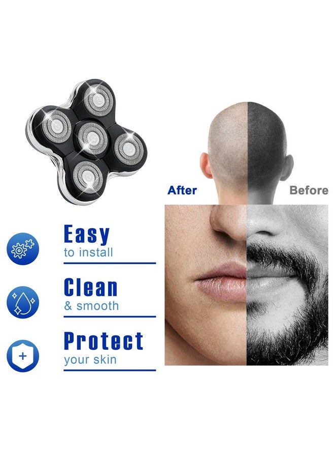 BESTBOMG 5 Blade Replacement Shaver Heads Compatible With Skull Shaver For Pitbull Gold Pro/Pitbull Platinum Pro Shaver Heads 