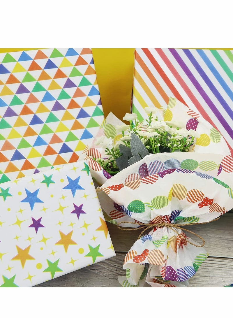 Versatile Gift Wrapping Paper Set with 6 Sheets of Dot Stripe Star Grid Designs for Birthdays, Weddings, Baby Showers, Graduations and All Occasions - Image 4