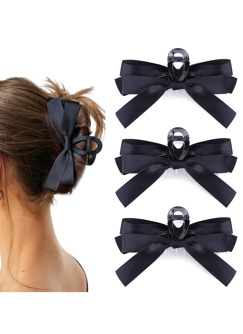 Goolsky Black Bow Hair Claw Clip for Women Girls,3PCS Nonslip Big Bows Hair Claws Barrette for Thick Thin Hair,Large Hair Accessories Birthday Gifts  - Image 1