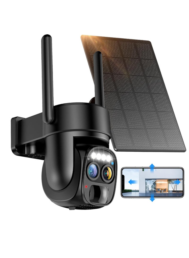 SYOSI Solar Security Wireless Outdoor Camera,10X Zoom,2K Resolution 360° Pan Tilt Control,WiFi Battery Powered Camera with Spotlight Siren PIR Motion Detection - Image 1