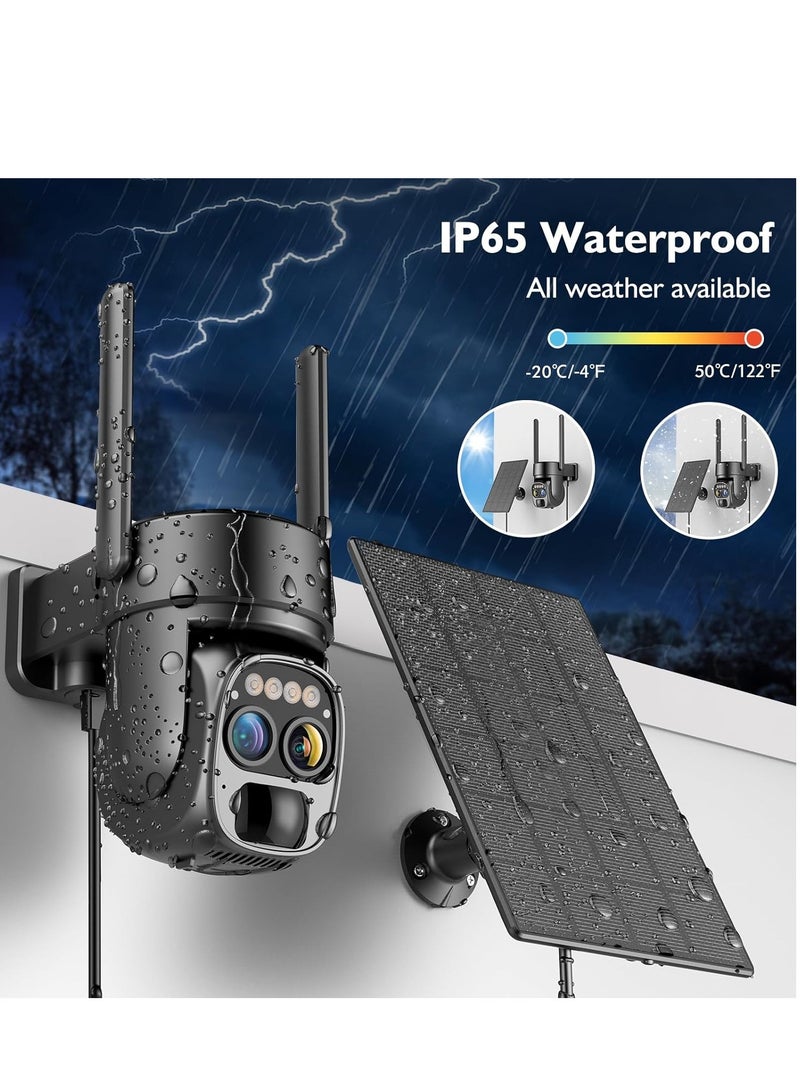 SYOSI Solar Security Wireless Outdoor Camera,10X Zoom,2K Resolution 360° Pan Tilt Control,WiFi Battery Powered Camera with Spotlight Siren PIR Motion Detection - Image 4