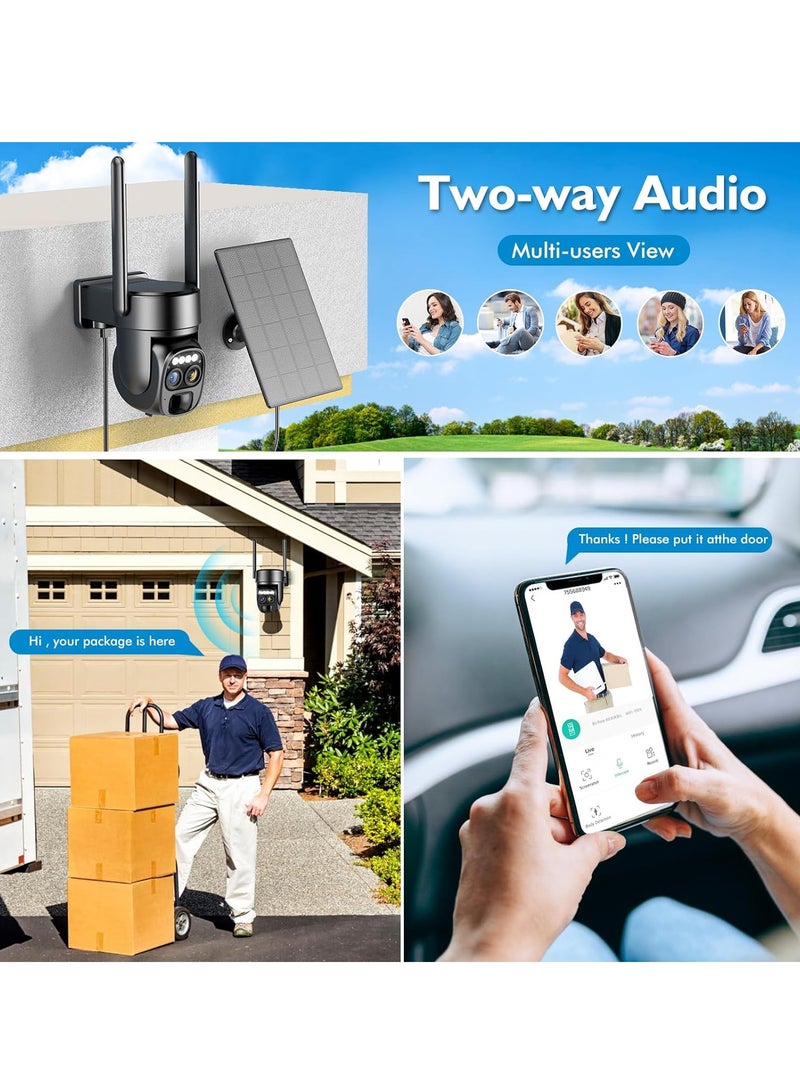 SYOSI Solar Security Wireless Outdoor Camera,10X Zoom,2K Resolution 360° Pan Tilt Control,WiFi Battery Powered Camera with Spotlight Siren PIR Motion Detection - Image 5