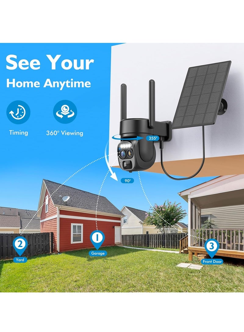 SYOSI Solar Security Wireless Outdoor Camera,10X Zoom,2K Resolution 360° Pan Tilt Control,WiFi Battery Powered Camera with Spotlight Siren PIR Motion Detection - Image 2