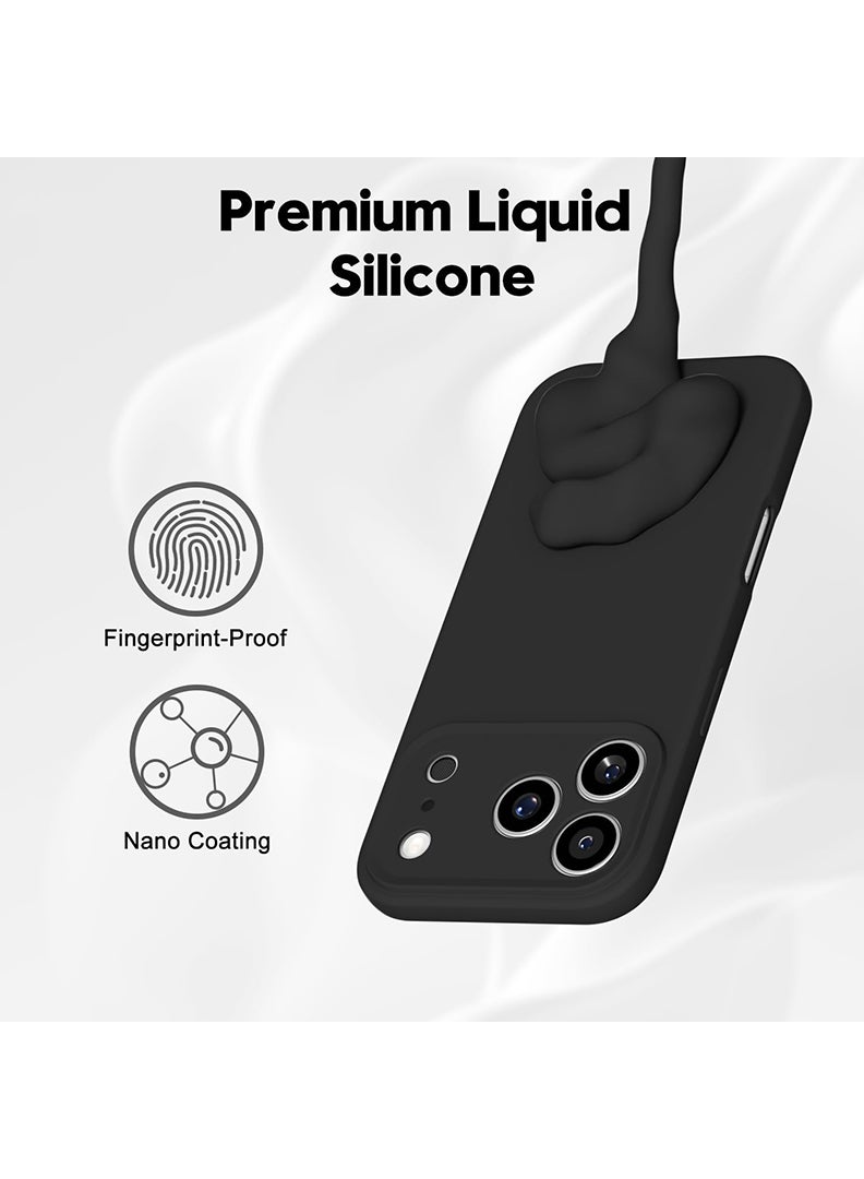 Theodor Protective Slim Fit Case Liquid Silicone Cover with Full Body Protection Anti-Scratch Shockproof Case For Apple iPhone 17 Pro Max (Black) Focus - Image 4